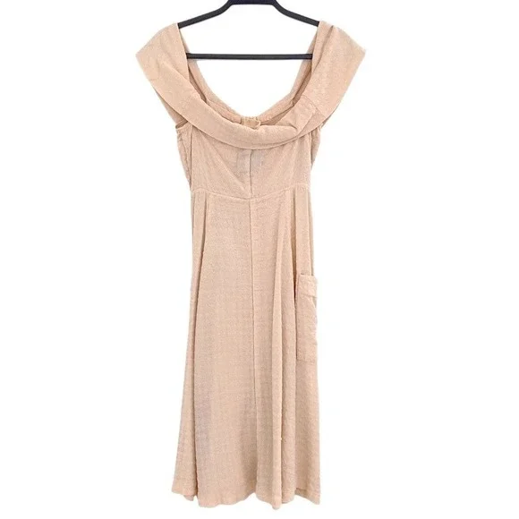 Reformation Adriel Tan Off‎ Shoulders Old Money Dress Buttoned Sundress 0 P XS - Picture 3 of 10